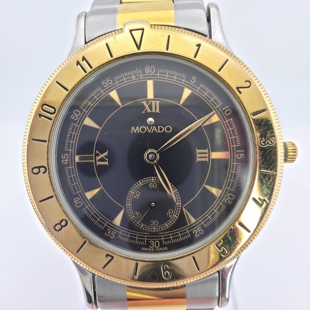 Vintage MOVADO Watch 81.09.861 SWISS Movement Stainless Steel Gold Plate 6.75" - Picture 3 of 15